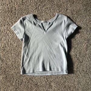 Brandy Melville Cropped V-Neck Top in Blue